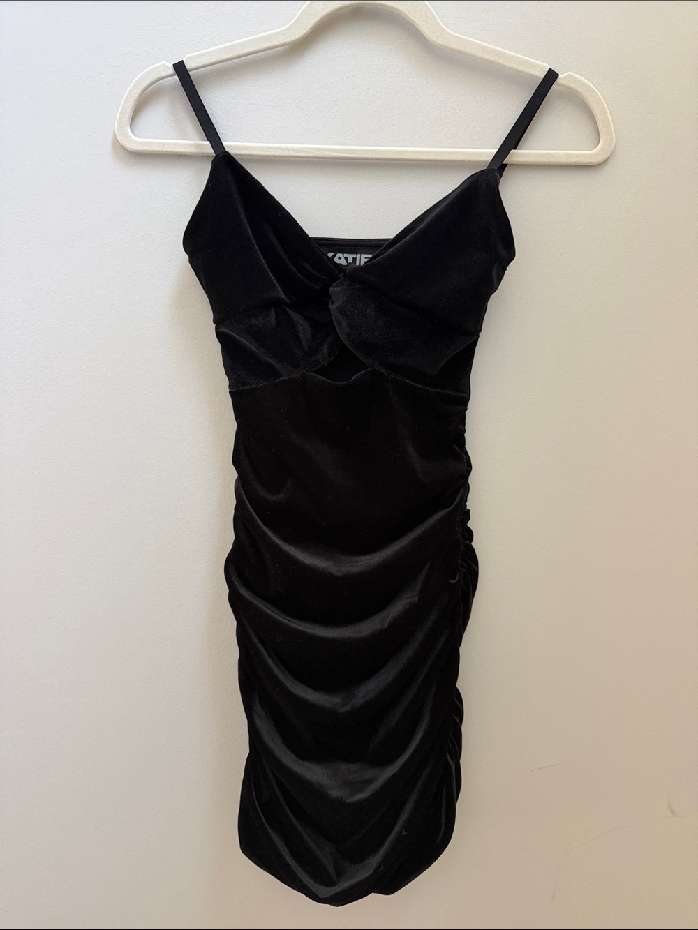 Katie J NYC Girls Black Velvet Ruched Mini Slip Dress Sz L